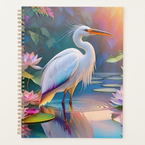 Orange Billed White Heron Fantasy Bird  Planner