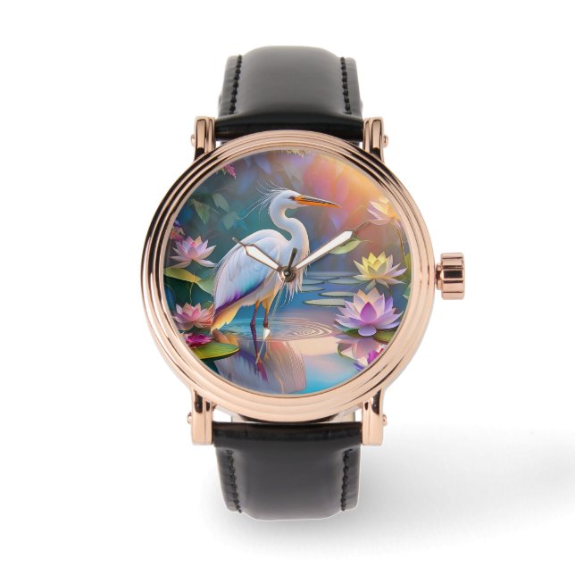 Orange Billed White Heron Fantasy Bird  Watch (Front)