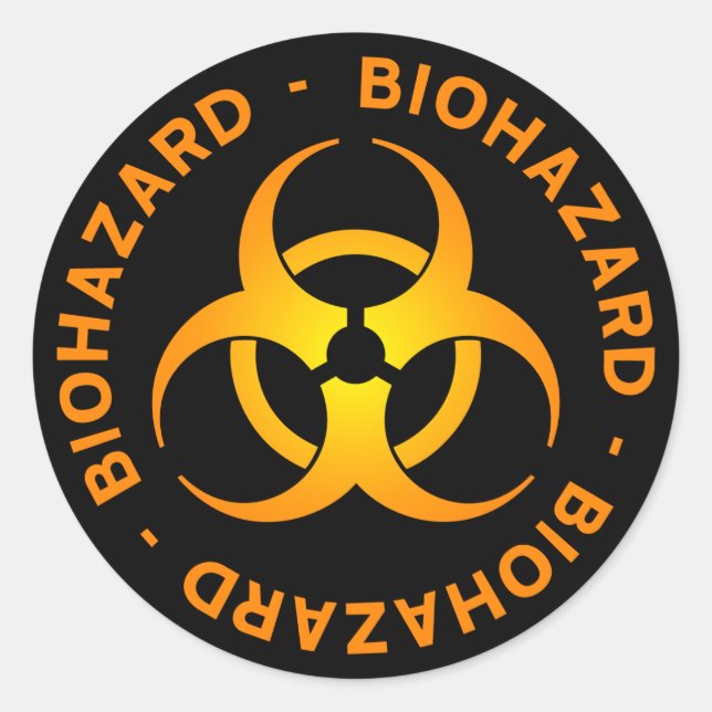 Orange Biohazard Symbol Sticker (Front)