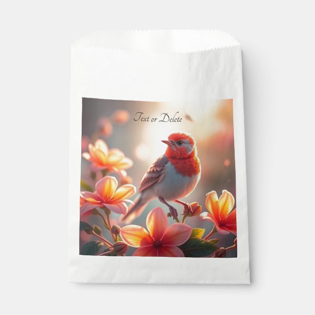 Orange Bird Floral Favor Bag (Front)