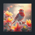 Orange Bird Floral Magnet<br><div class="desc">Beautiful Orange Bird Floral Magnet</div>