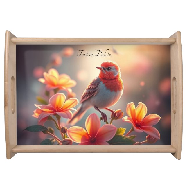 Orange Bird Floral Serving Tray (Front)