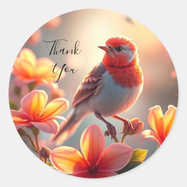 Orange Bird Floral Sticker (Front)