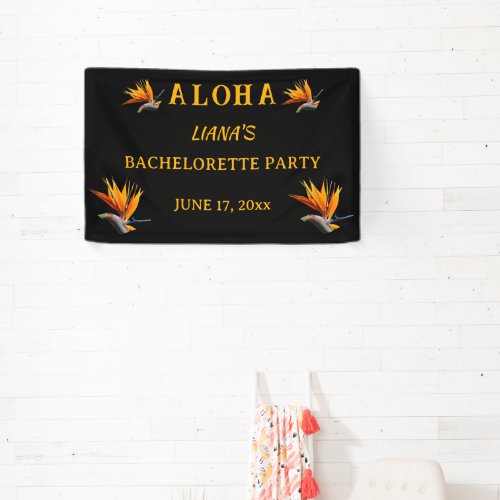 Orange Bird of Paradise Aloha Bachelorette Party Banner
