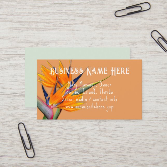 Orange Bird-of-paradise Flowers Business Cards (Front/Back In Situ)