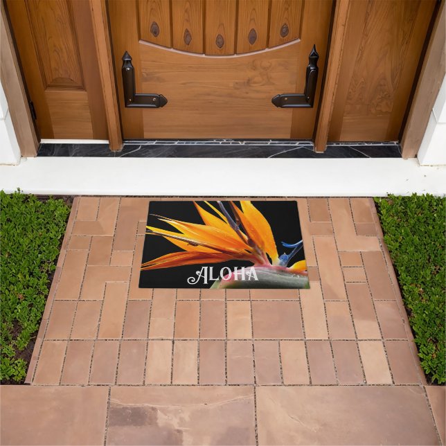 Orange Bird of Paradise Plant Bloom Aloha Doormat (Outdoor)
