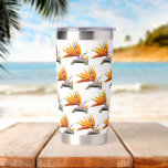 Orange Bird of Paradise Plant Floral Pattern Insulated Tumbler
