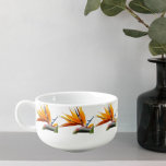 Orange Bird of Paradise Plant Floral Pattern Soup Mug