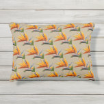 Orange Bird of Paradise Plant Pattern on Khaki Outdoor Pillow