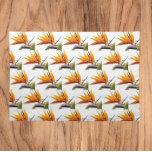 Orange Bird of Paradise Plant Pattern on White Cloth Placemat