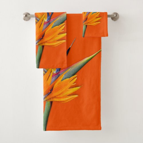Orange Bird of Paradise Towel Set