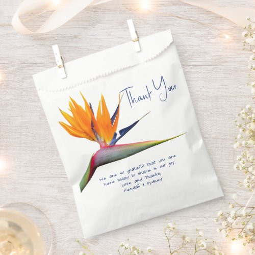 Orange Bird of Paradise Wedding Message Favor Bag