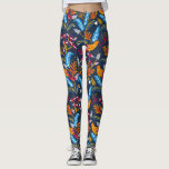Orange Birds and Botanical Ferns Whimsical Leggings<br><div class="desc">Kick back in these super fun leggings featuring a pattern of whimsical orange birds and colorful flowers and botanical ferns. Perfect for a special event,  workout at the gym,  tropical vacation or festival.</div>