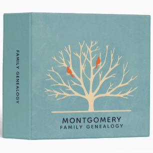 Orange Birds in a Large Tree Family Genealogy 3 Ring Binder