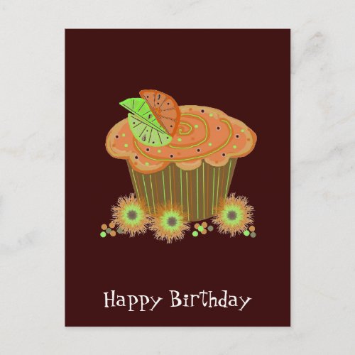 Orange Birthday Cupcake Postcard