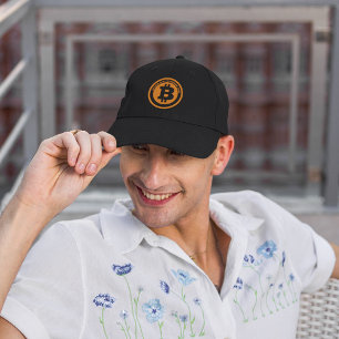 Orange Bitcoin Symbol Custom Message Graphic Hat