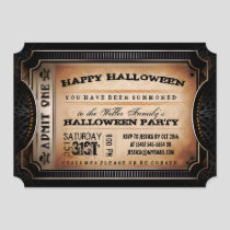 Orange & Black Admit One Halloween Party Ticket Invitation