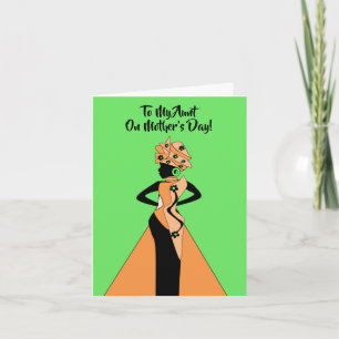 Orange & Black African American Lady Mother's Day Card