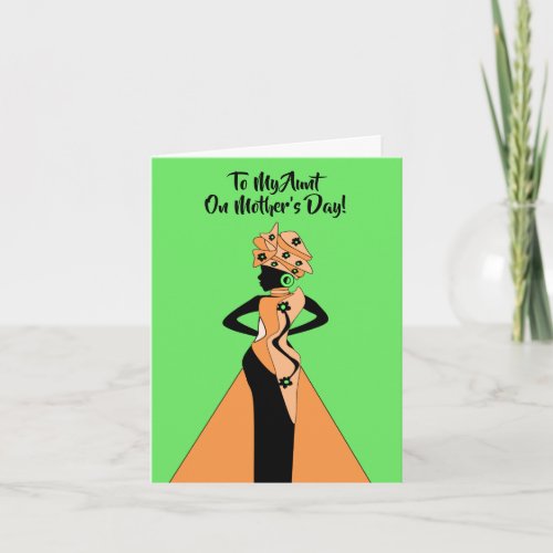 Orange  Black African American Lady Mothers Day  Card