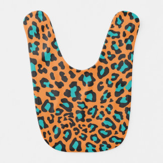Orange, Black, and Aqua Leopard Print Bib