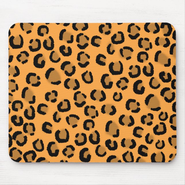 Orange, Black and Brown Leopard Print Pattern. Mouse Pad (Front)
