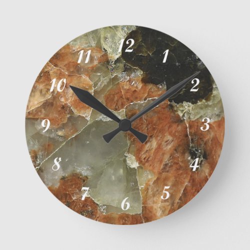 Orange Black and Clear Quartz Round Clock