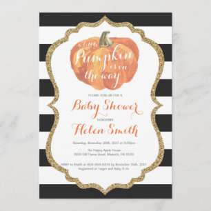 Orange Black and Gold Pumpkin Baby Shower Invitation