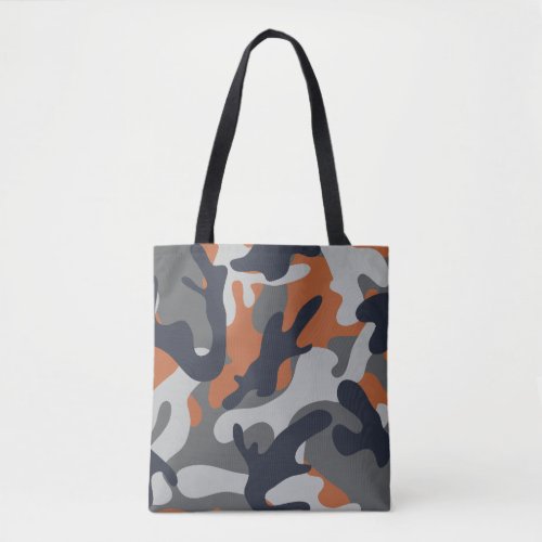 Orange Black and Gray Camouflage Style  Tote Bag