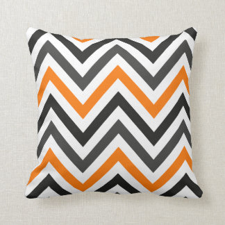 Orange black and gray chevron pillow