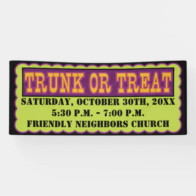 Orange, Black and Green Trunk Or Treat Banner | Zazzle