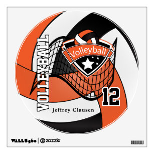 Orange, Black and White Allstar Volleyball Wall Sticker