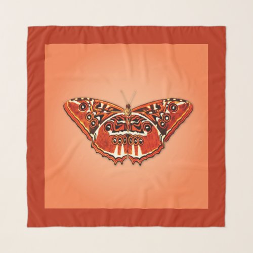 Orange black and white butterfly scarf