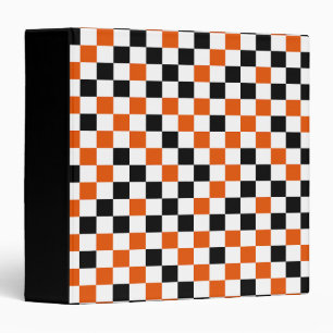 Orange Black and White Checkered 3 Ring Binder