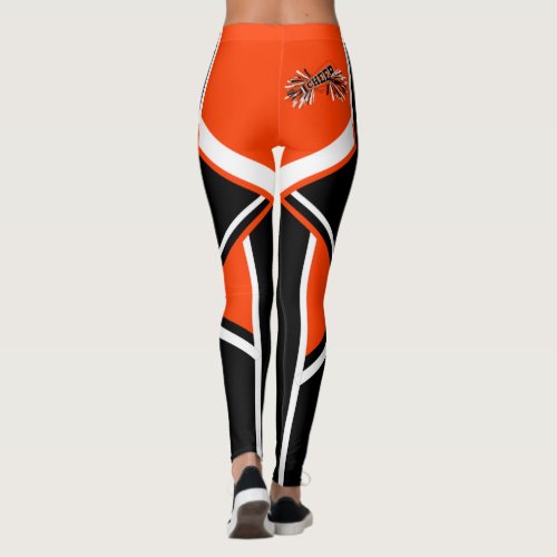 Orange Black and White Cheerleader Megaphone Leggings