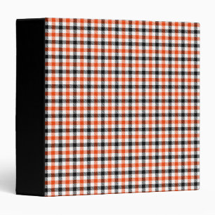 Orange Black and White Gingham Check 3 Ring Binder