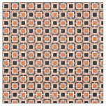 Orange, Black and White Lattice Pattern Fabric