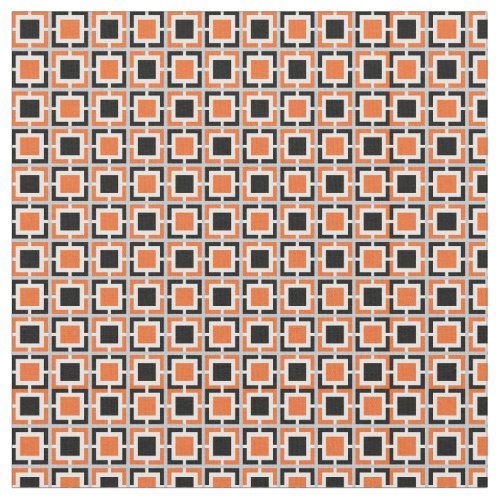 Orange Black and White Lattice Pattern Fabric