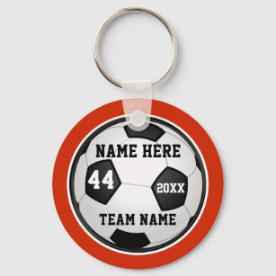 Orange, Black and White Soccer Gifts, Personalized Keychain