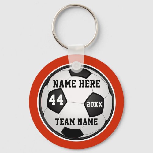 Orange Black and White Soccer Gifts Personalized Keychain