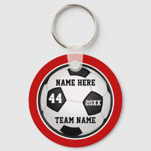 Orange, Black and White Soccer Gifts, Personalized Keychain