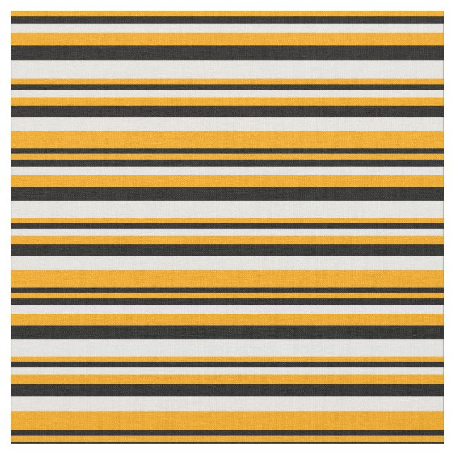 Orange, Black, and White Striped/Lined Pattern Fabric (Close Up)