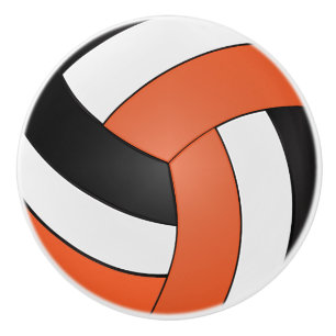 Orange, Black and White Volleyball Ceramic Knob
