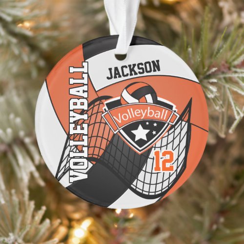 Orange Black and White Volleyball   Ornament