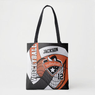 Orange, Black and White Volleyball Tote Bag
