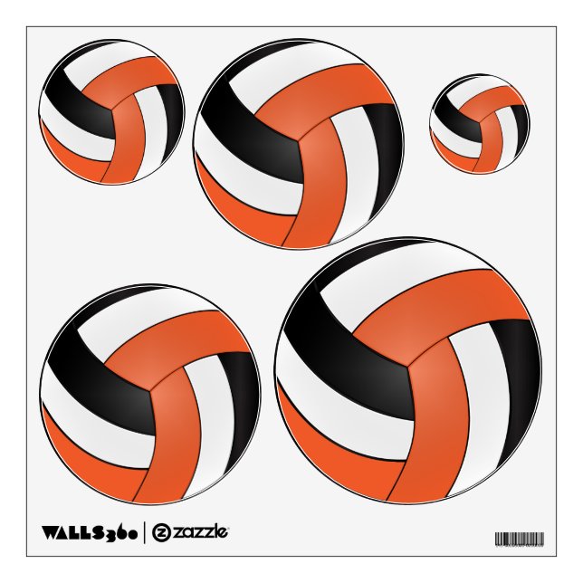 🏐 Orange, Black and White  Volleyball Wall Decal (Front)