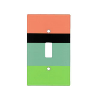 Orange, Black, Aqua and Lime Green Stripe Design Light Switch Cover