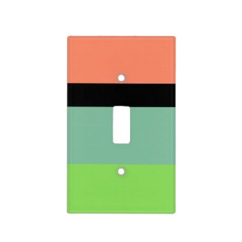 Orange  Black  Aqua And Lime Green Stripe Design Light Switch Cover by SharonaCreations at Zazzle