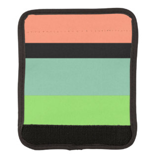 Orange, Black, Aqua and Lime Green Stripe Design Luggage Handle Wrap