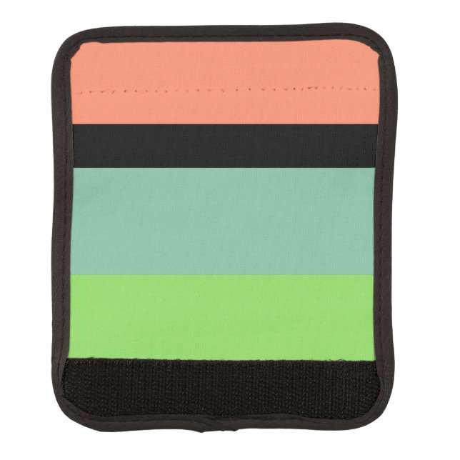 Orange, Black, Aqua and Lime Green Stripe Design Luggage Handle Wrap (Front)
