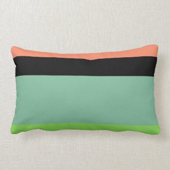Orange  Black  Aqua And Lime Green Stripe Design Lumbar Pillow by SharonaCreations at Zazzle